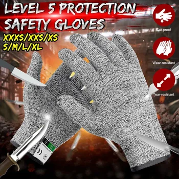 

Protection Safety Gloves Level 5 HPPE Cut Resistant Gloves High Performance Multifunctional Household Garden Gloves XXXS-XL Tool