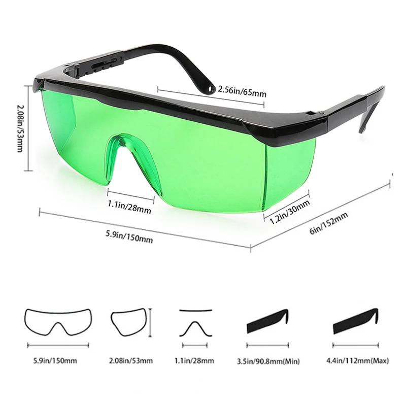 Enhancement Laser Protection Eyeglass Green Red Light Laser Visible Goggle Glass with Box Leg Adjustable Laser Level Accessorie