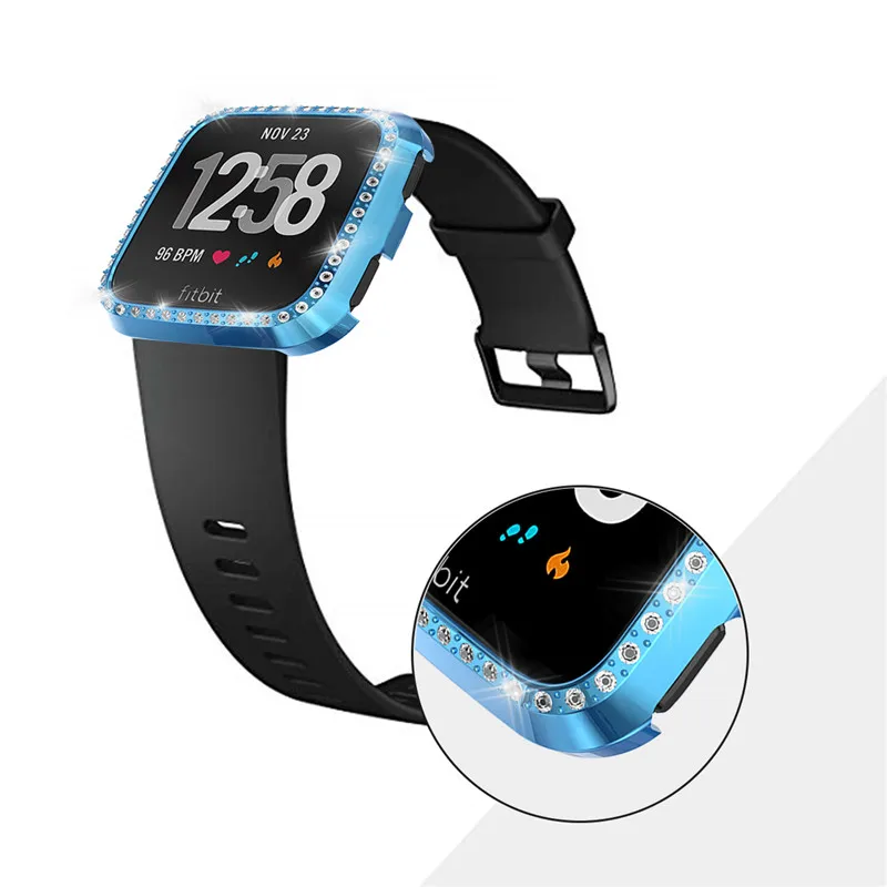 Роскошный Кристальный Сменный Чехол Для Fitbit Versa Lite часы Полный экран протектор Защитная рамка чехол