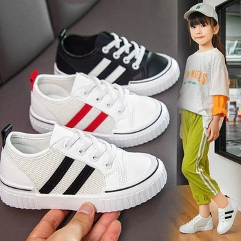 

Kids Shoes For Girls Children Canvas Shoes White Short Solid Fashion Running Shoes Black Solid Breathable Kids Sneakers