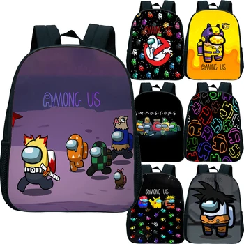 

12inch Game Among Us Demon Slayer Kids Backpack Boys Girls Cartoon Anime Kindergarten School Bag Children Dragon Ball Rucksack