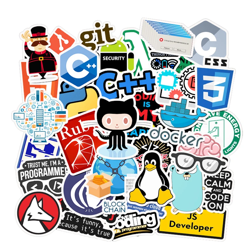 10 Вт 30 50 шт./упак. программист JAVA HTML языка C + наклейки для ноутбуков мотоцикла