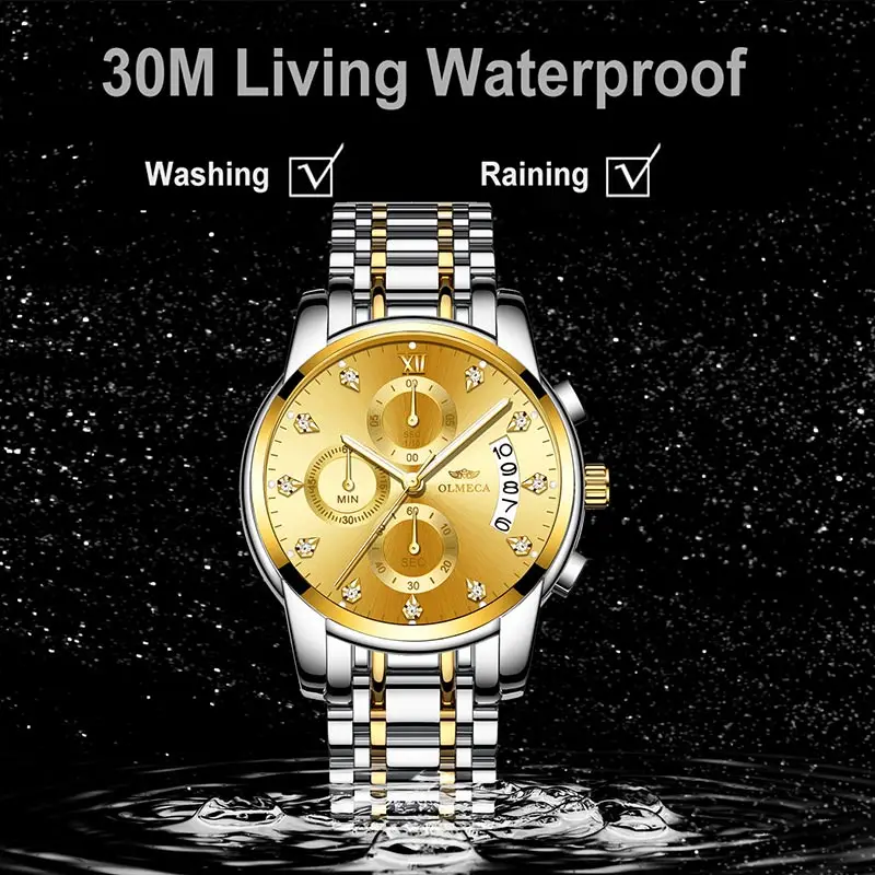 Reloj Hombre мужские часы OLMECA модные деловые мужские часы брендовые Роскошные наручные часы с ремешком из нержавеющей стали Кварцевые часы 0827