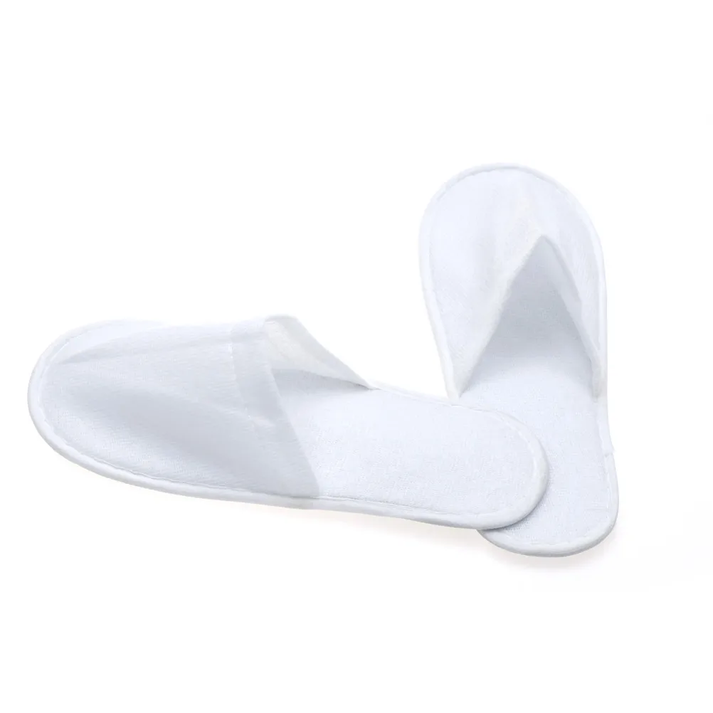 1Pair Disposable White Closed Toe Travel Hotel Slippers Spa Shoes 27*10.5cm Bathroom Sets Washroom Shower Slippers