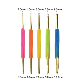 

5 Pcs Crochet Hook Candy Colors Double End Soft Handle Knitting Needles Set Yarn Weave Craft 2.0mm-10mm Crochet Needle