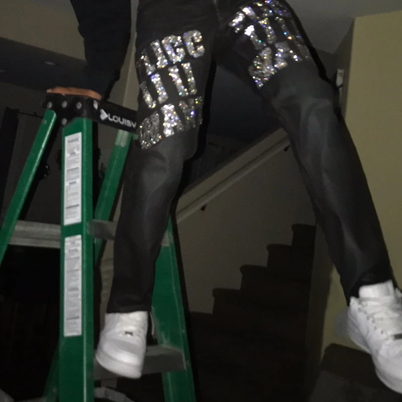 Y2k Man Black Ripped Stretchy Jeans Skinny Slim Fit Hot Drill Punk streetwear Biker Trousers Men's All-match Denim Pencil Pants