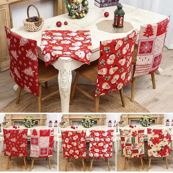

Christmas Chair Covers Santa Snowflake Gift Christmas Tree Pattern Chair Slipcover For Dining Room Holiday Party Decor Y