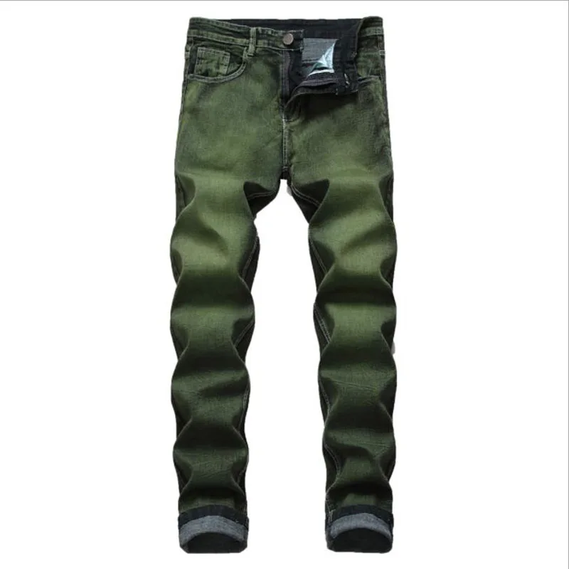 2021 New Arrival Men Green Jeans Straight Pants Spring Autumn Casual Denim Pants Brand Biker Jeans Big Size Male Jeans