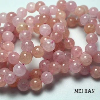 

Meihan natural A+ Madagascar pink morganite 10mm+-0.2mm (2bracelets/set) smooth round loose gem stone beads for jewelry making