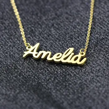 

Simple Gold Color Personalised Necklace For Women Men Stainless Steel Wedding Necklaces Custom Jewelry