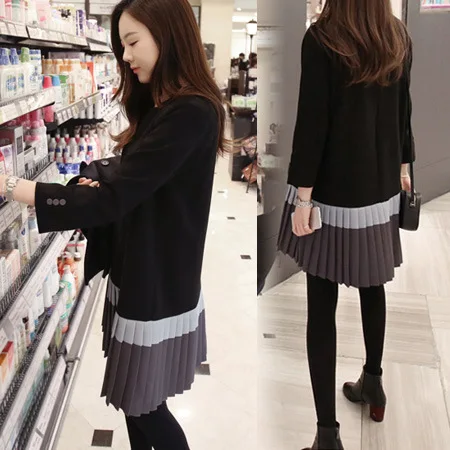

2018 Autumn And Winter New Style South Korea Sweet Mid-length Thick Fat Mm Large Size Base Skirt Dress Women's Fashion