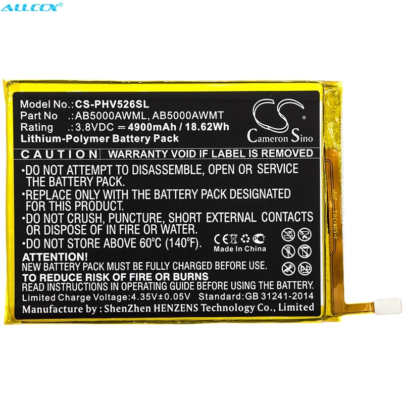 Кэмерон Sino 4900mAh батарея AB5000AWML, AB5000AWMT для Philips CTV526, Xenium V526, V787