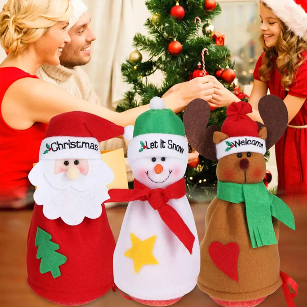 Top Selling Santa Claus Snowman Pendant Drawstring Home Christmas Candy Pouch Bag Christmas Apple Storing Bag Festival Supplies