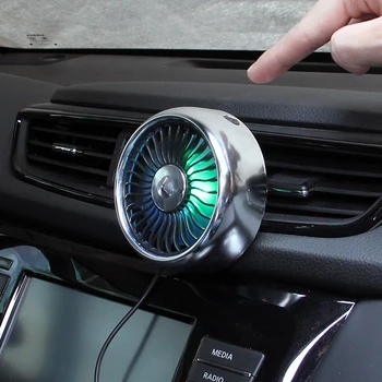 

Mini USB Car Fan Portable 3 Speed Multi-function blade Fan Colorful Light for Dashboard Air Vent Decorative Fan Car-styling
