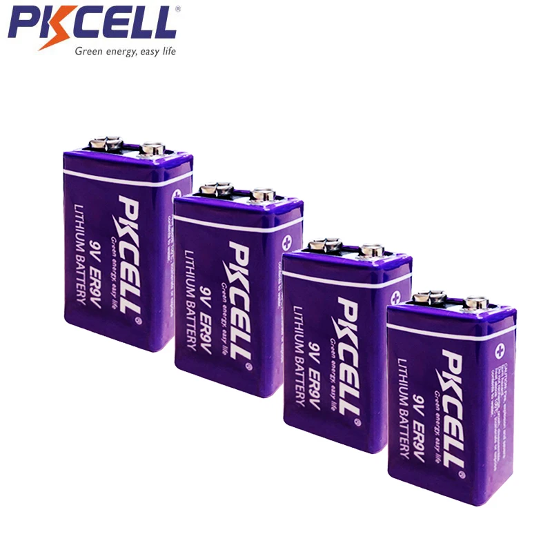 

4 шт. PKCELL ER9V Батарея 1200 mаh 9В Li-SOCl2 литиевые батареи Baterias для детектор дыма GPS 6LR61 6F22 электронный термометр