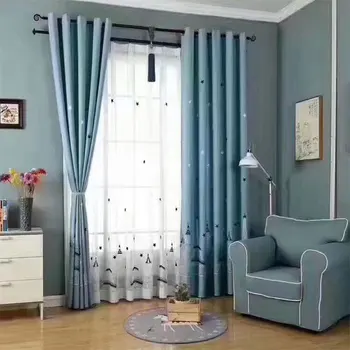 

Paris tower embroidery cartoon curtains