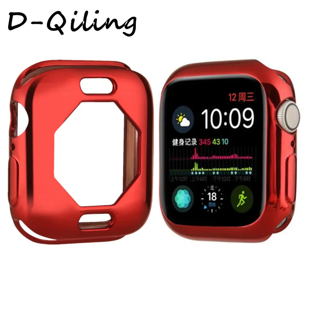 Чехол для часов Apple Watch Case5, 4, 3, 2, 1, 40 мм, 44 мм, прозрачный чехол из ТПУ, защитная пленка для экрана iWatch - Цвет: Red
