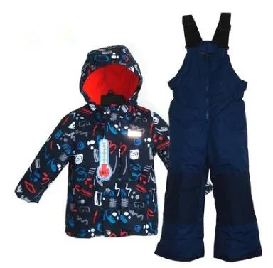 Blue Daisy 3 Экспорт в Канаду, для мальчиков и девочек Сплит лыжные костюмы Костюм с хлопковыми штанами зимой толстые ветрозащитный водонепроницаемый теплая-35 ° - Цвет: Blue Daisy 3