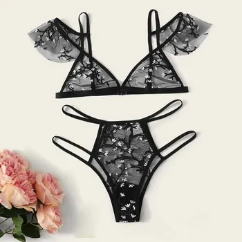

Women Lingerie Set Sexy Embroidery Lace Underwear Brief Sets Sleeveless Pajamas Lingerie Hollow Out G-string Hot Erotic Set 2020