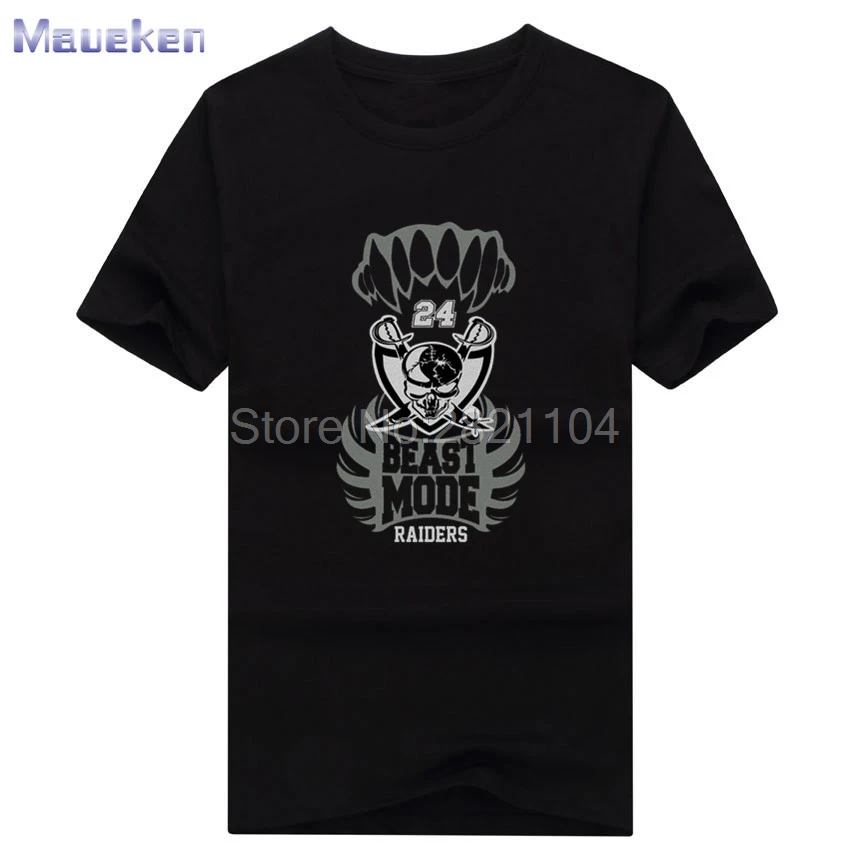 Beast Mode skull Marshawn Lynch 24 футболки из хлопка мужские модные футболки для фанатов рейдеров 0429-9