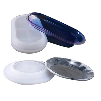 

Crystal Epoxy Mold DIY Handmade Round + Oval Flat Bottom Plate Highlight Mirror Plate Silicone Mold