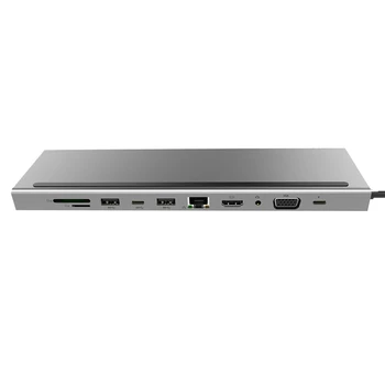 

11 in 1 USB C Laptop Docking Station Type C to HDMI VGA RJ45 Ethernet USB 3.0 SD/TF Card Reader With PD Charging for Pro