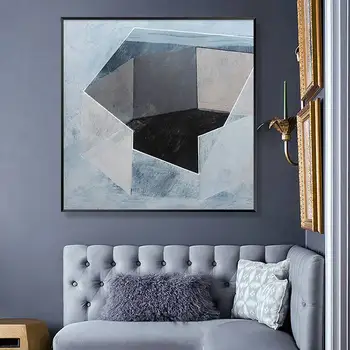 

Modern Contracted Style Color Block Abstract Geometric Wall Art Canvas Painting Golden Poster Print Wall Picture For Living Room