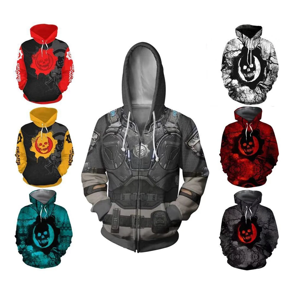 

Gears of War Marcus Fenix Hoodie Sweatshirts Cosplay Costume 3D printing Gears of War Hoodie Jackets Men Sports Jacket Hip Hop