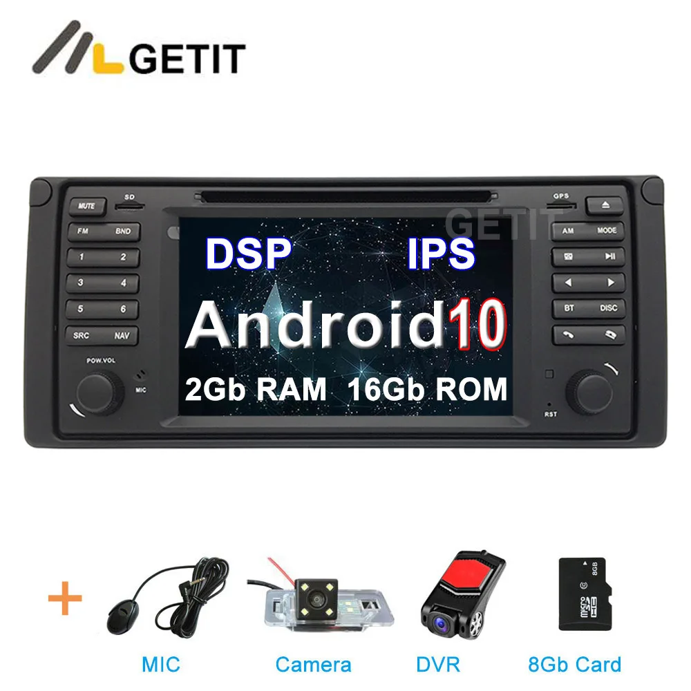 Android 10,0 Автомобильный DVD стерео радио плеер Multimedio gps для BMW E39 - Цвет: 2G CAMERA-DVR-SD-DSP