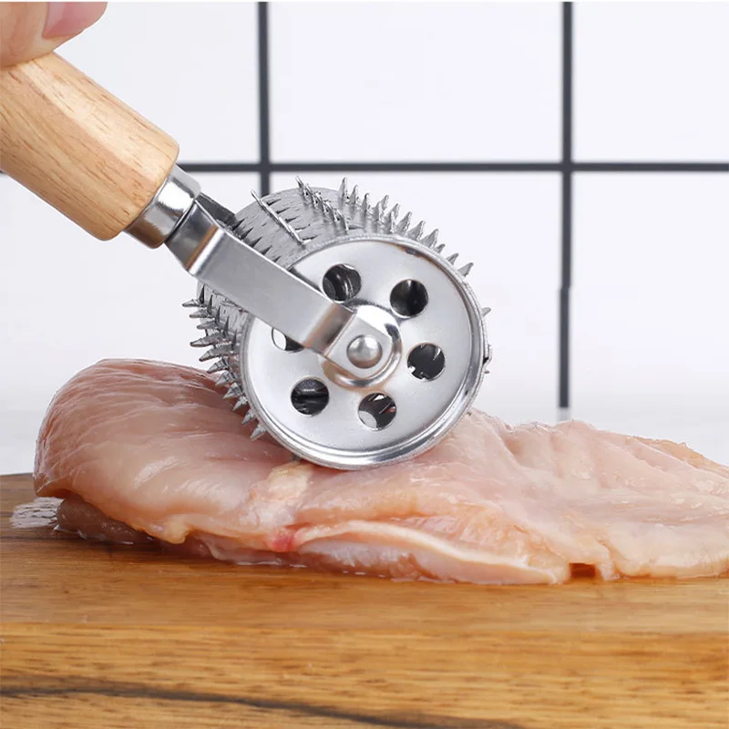 Машина для скручивания мяса Tenderizer с деревянной ручкой 304 нержавеющая сталь стейк