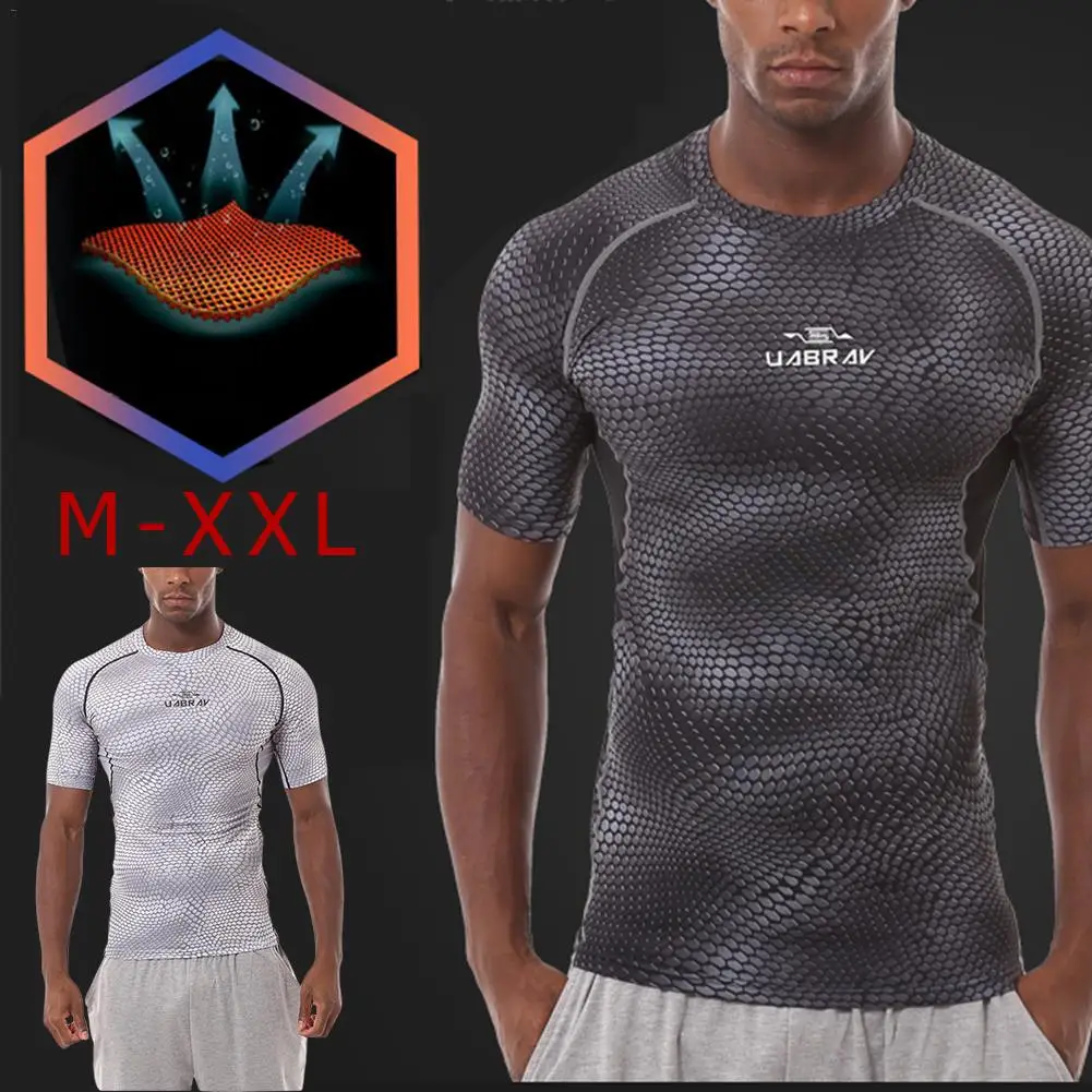 Мужские тренировочные спортивные лосины быстросохнущая дышащая компрессионная рубашка футболка с короткими рукавами тренажерные залы