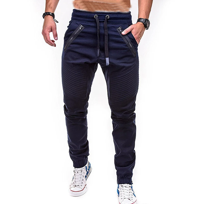 Navy Blue Мужские брюки карго, повседневные джоггеры, мужские однотонные хлопковые длинные брюки, Pantalon, Homme, военные, хип-хоп леггинсы, тактическая Мода - Цвет: Navy Blue