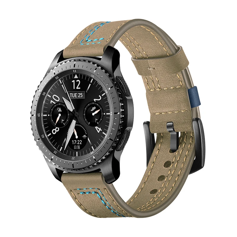 Ремешок из натуральной кожи для samsung galaxy watch 46 мм gear S3 Frontier huawei gt 2 ремешок часов