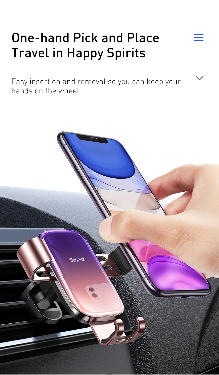 Baseus Metal Car Phone Holder Gravity Auto Stand Car Air Vent Mount Mobile Phone Holder for iPhone Xiaomi Universal Holder iphone desk stand