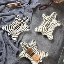 

Tiger Skin Pattern Ceramic Plate Nordic Jewelry Plate Decoration Trench Gold Zebra Pattern Dressing Tray Snack Plate Ornaments