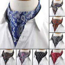 Men's Vintage Luxury Paisley Wedding Necktie Formal Cravat Ascot Scrunch Self British style Gentleman Polyester Neck Tie NO.1-20