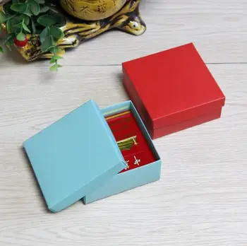 

40Pcs High Quality Jewelry Box Blue/Red Kraft Paper Boxes Small Gift Box With Lid Cardboard Candy Box Party Suply 9.5x9.5x4.2cm