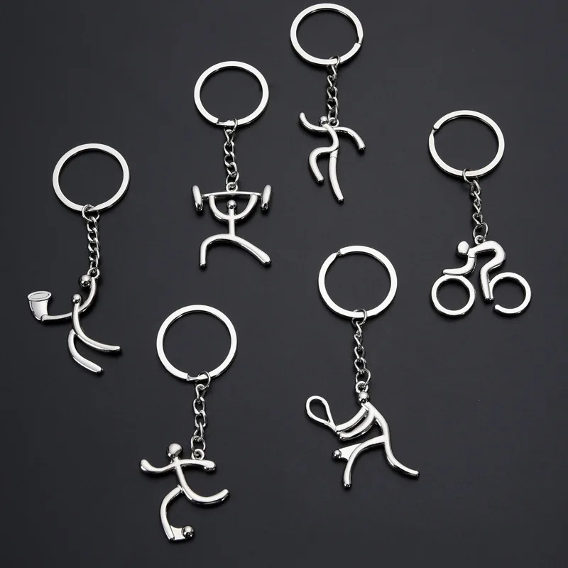 

Creative Metal Sports Logo Key Chain Bicycle Running Weightlifting Football Basketball Keychain Sports Club Souvenirs