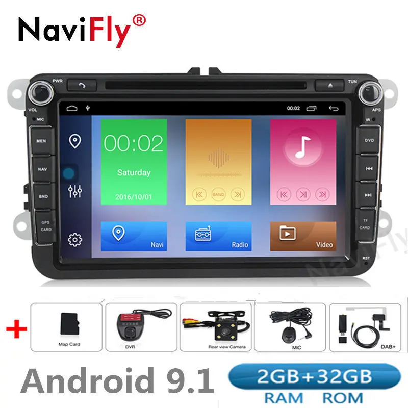 8 дюймов Android 9,1 автомобильный dvd-плеер gps Navi для Volkswagen VW Skoda golf 5 6 touran passat B6 jetta polo tiguan радио FM wifi RDS - Цвет: dvd camera DVR DAB