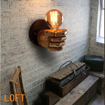 

LOFT creative Fist Resin Wall Lamps E27 Lamp Holder for restaurant bar cafe lamp pub office balcony aisle corridor Bedroom Decor