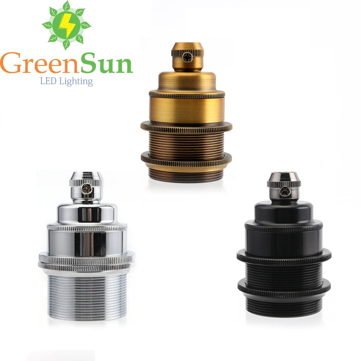 GreenSun 3 цвета набор E27 держатель лампы Медный Ретро винтовой светильник основание