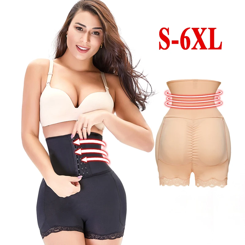 New 2 In 1 Waist Control Padded Panties Women Shapers Underwear with