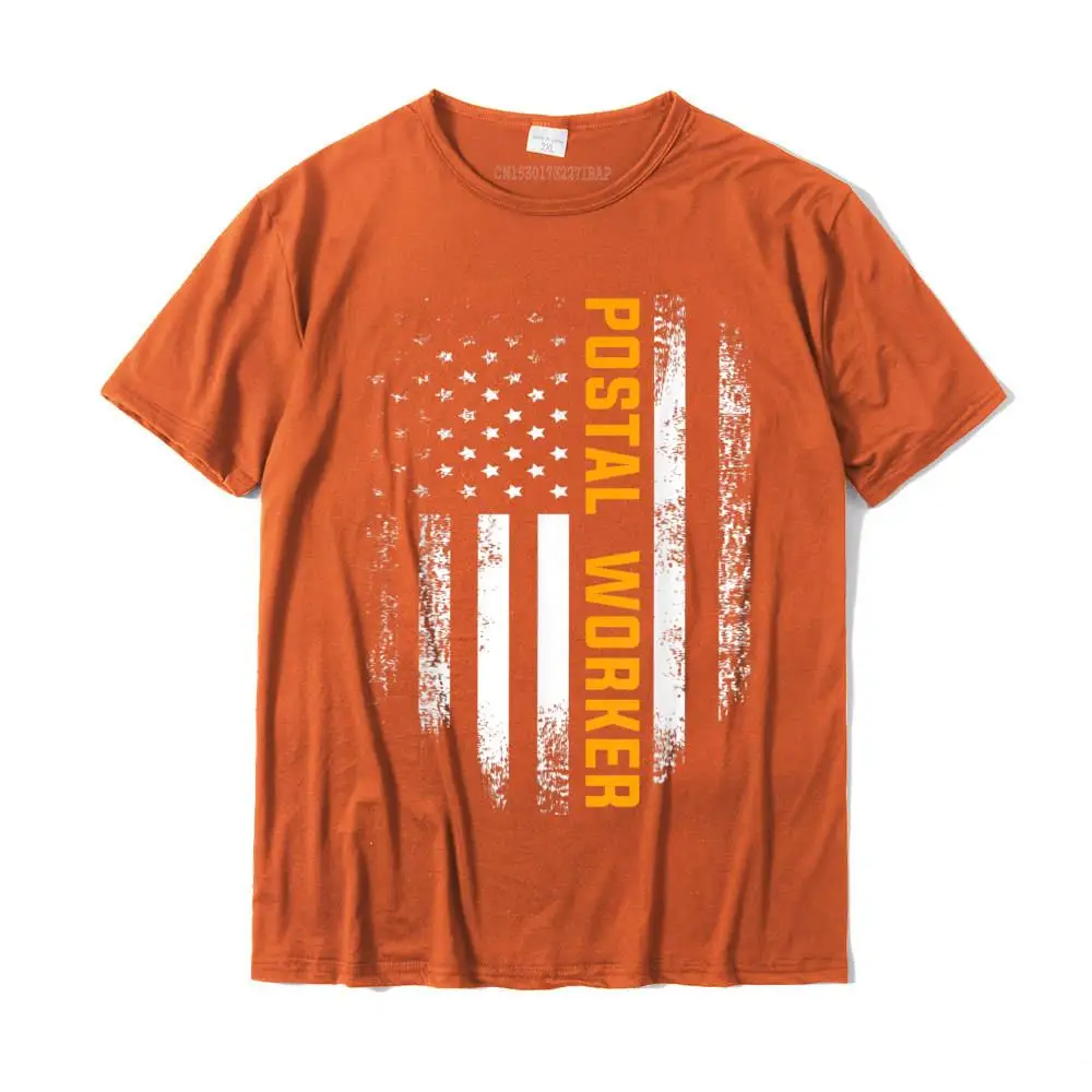 Leisure T Shirt On Sale Short Sleeve Casual 100% Cotton Crew Neck Men Tops Shirts Comics Tshirts Father Day Free Shipping Vintage Postal Worker American Flag US Postal Service Gift T-Shirt__29560 orange