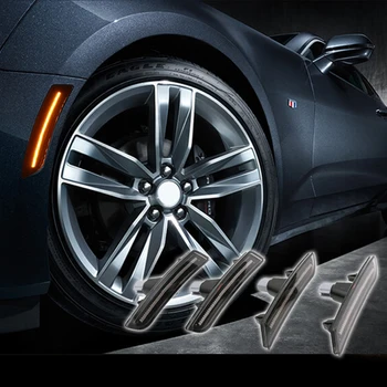 

For Chevrolet Camaro 2016 2017 2018 2019 2020 Car Smoked Lens LED Front Amber Lamp Rear Side Marker Lights 4PCS Accessories