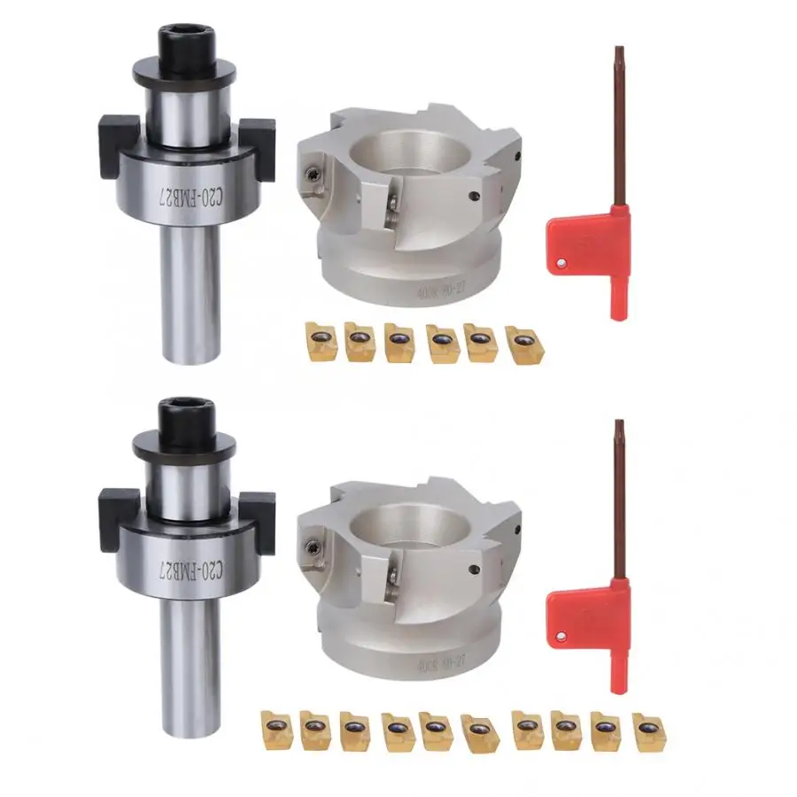 Face Mill Cutter,NT30-FMB27 Collet Chuck Holder+BAP400R-80-27-6-Flute Milling Cutter+APMT1604 Inserts 10PCS Milling Inserts