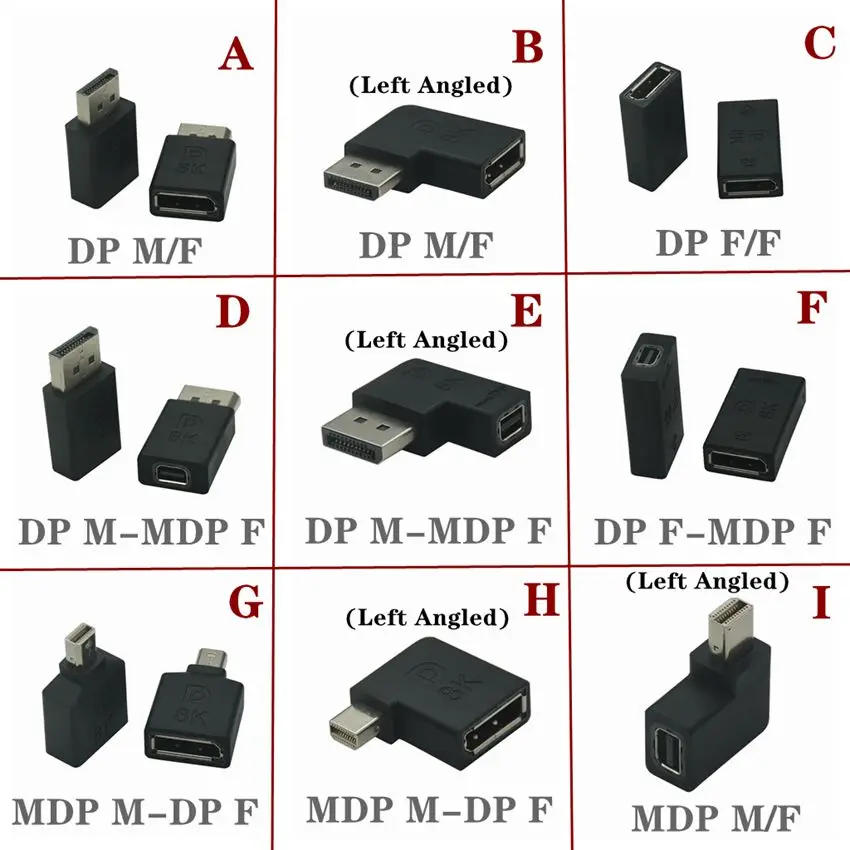 Displayport Dp 1.4V A Dp Mini Dp Adattatore Maschio-Femmina Gomito Ad Angolo Retto A 90 Gradi Dp 8K/60Hz 4K 2K/165Hz Passa Attraverso Dp 1.4V