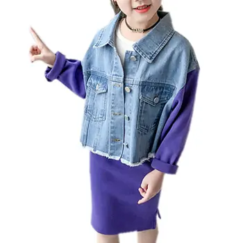 

Autumn Toddler Kids Girls Fashion Long Sleeve Jacket Patchwork Denim Tops Coats+Skirts Outfits Clothes Tracksuit 4 6 8 10 12 13Y