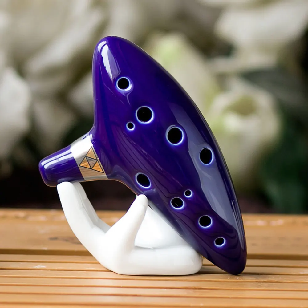 Ocarina 12 Holes Ceramic Alto C Legend of Zelda Ocarina Flute Blue Inspired of Time Musical Instrument for Beginner