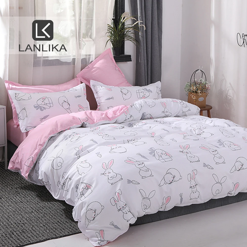 Lanlika Rabbit Cartoon Bedding Set Double Bedspread Duvet Cover