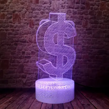 

USD Model 3D Illusion LED Desk Nightlight Colorful Changing Sleeping Light Flash Dollar Mask Toys